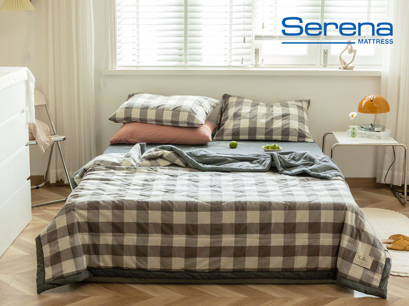 Bộ ga giường caro cotton cao cấp chính hãng SERENA